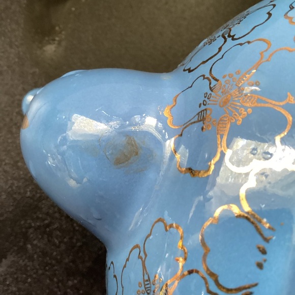 Hall Teapot French Flower Cadet Blue Periwinkle Gold Trim Vintage 1950s - Picture 12 of 14